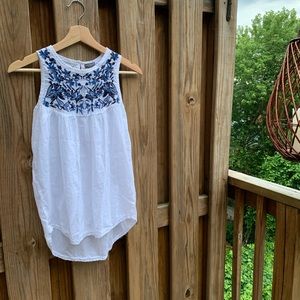 Earthbound Sleeveless Embroidered Semi-Sheer Top